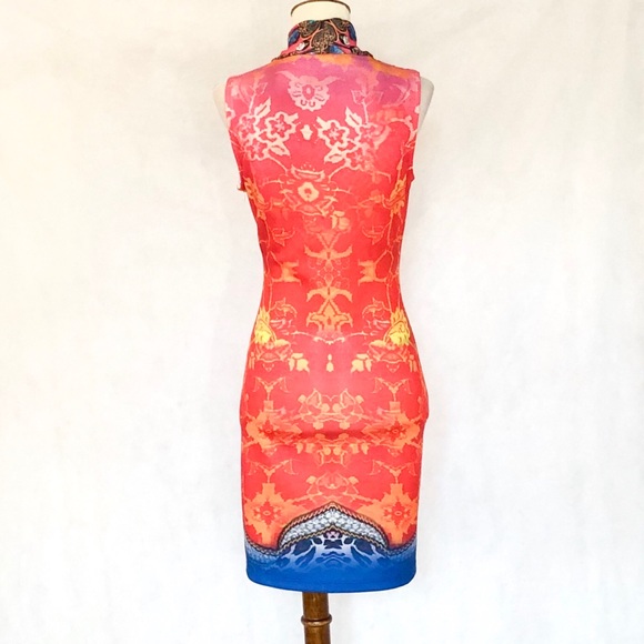 Venus Bright Pattern Embellished Scuba Knit Dress - Picture 5 of 8